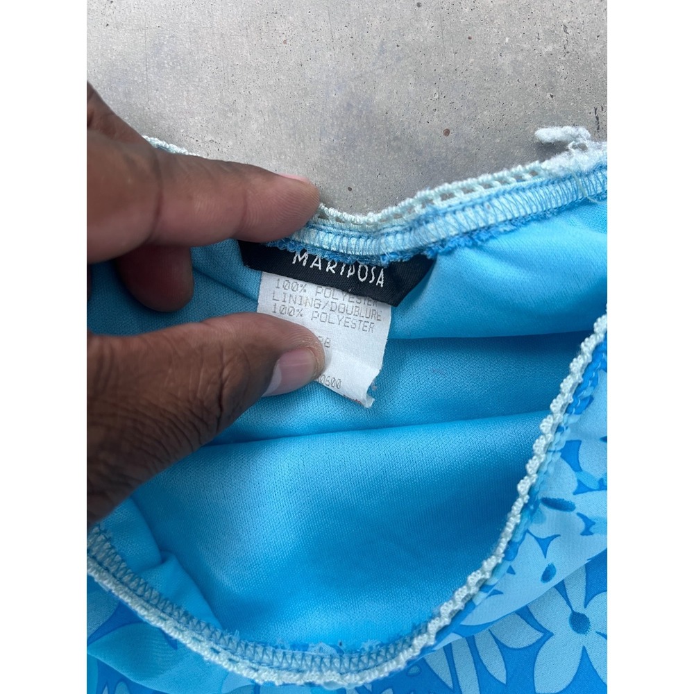 Vintage Mariposa A Line Maxi Skirt Women 12" Waist Blue Floral Print Boho Summer - Picture 3 of 4
